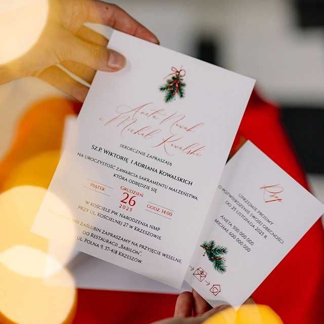 zaproszenie ślubne na ślub w zimie - Merry Christmas