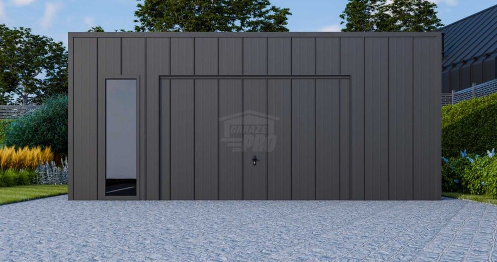 Garaż blaszany 6x6 brama okno drzwi  blacha na rąbek dach GP644