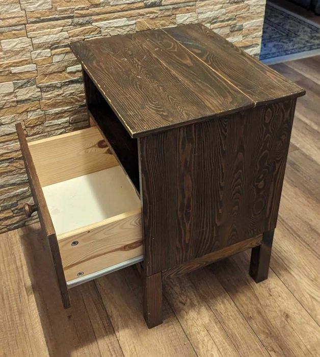 Szafka z szufladą nocna lite drewno brązowa Ikea