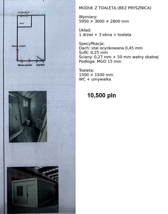 Kontenery biurowe socjalne sanitarne -elektryka- 6x3x2,8m