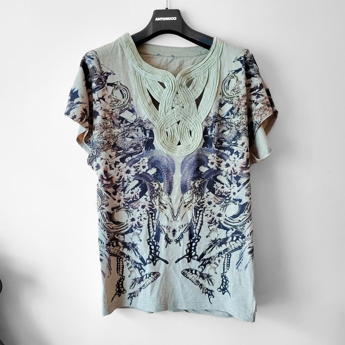 Damska bluzka cappuccino z krótkim rękawem i nadrukiem