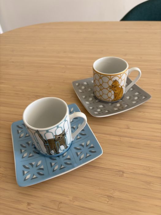 Conjunto 2 chávenas expresso/gato com pires