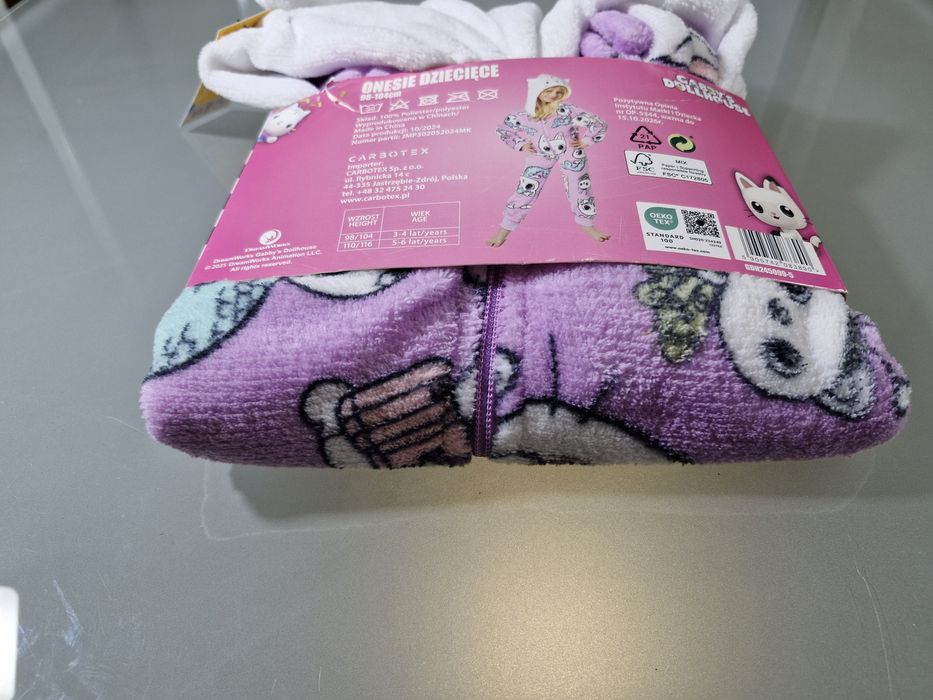 Koci Domek Gabi Kombinezon Pluszowy Piżama z Kapturem Rozmiar 98-104