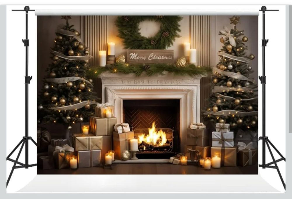 Kate Tło fotograficzne Merry Christmas  choinka prezenty 3m x 2m