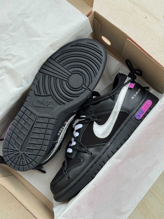 Кросівки Nike SB Dunk x Off-White 50/50 Black Purple premium | Кроссовки Найк жіночі чоловічі