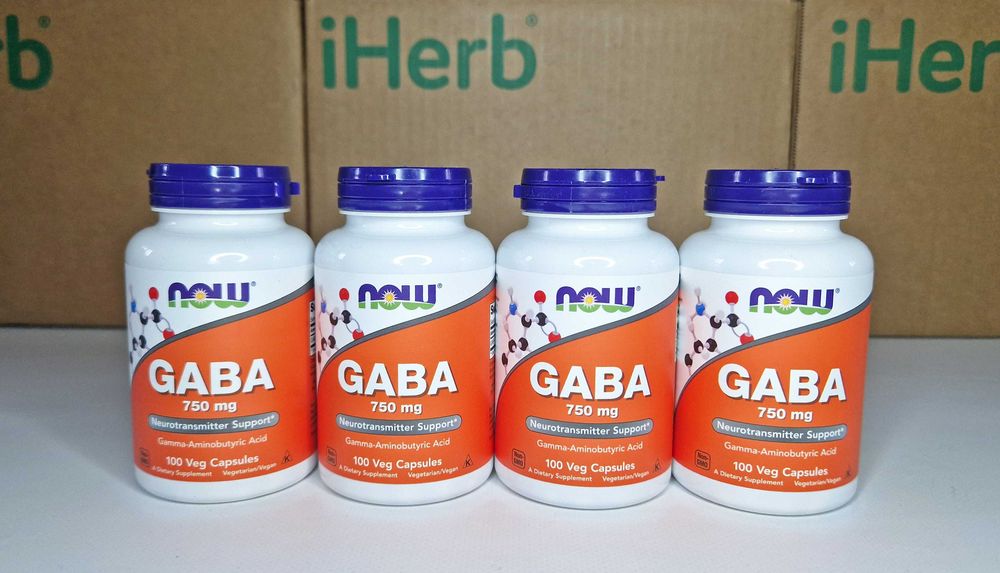 Gaba Now Foods (ГАМК) 500 мг і 750 мг, 100 та 200 капсул, iHerb