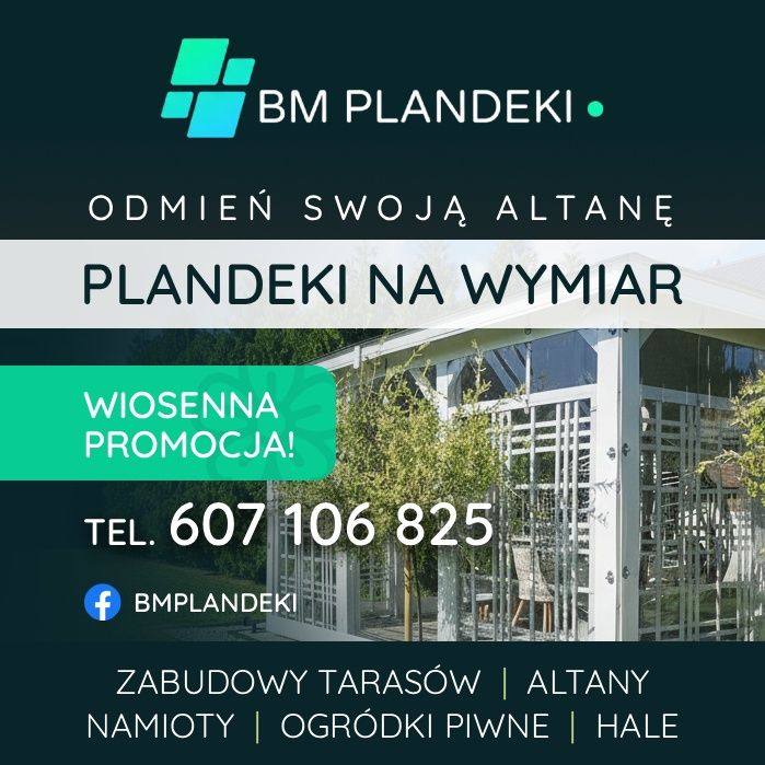 PLANDEKA na wymiar osłona zabudowa tarasu zasłona na altane