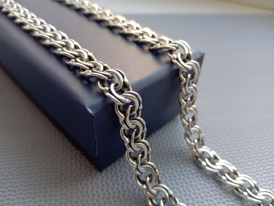 Срібний ланцюг Бісмарк з чорнінням цепочка 55 60 см 20 25 30 грам