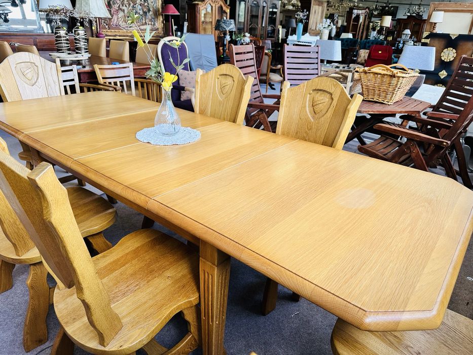Duży, ROZKŁADANY stół z 6 krzesłami 100% DĄB :)