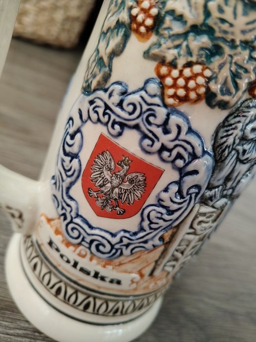 Kolekcjonerski, ozdoby, ceramiczny kufel do piwa, Herb Szczecina, gryf