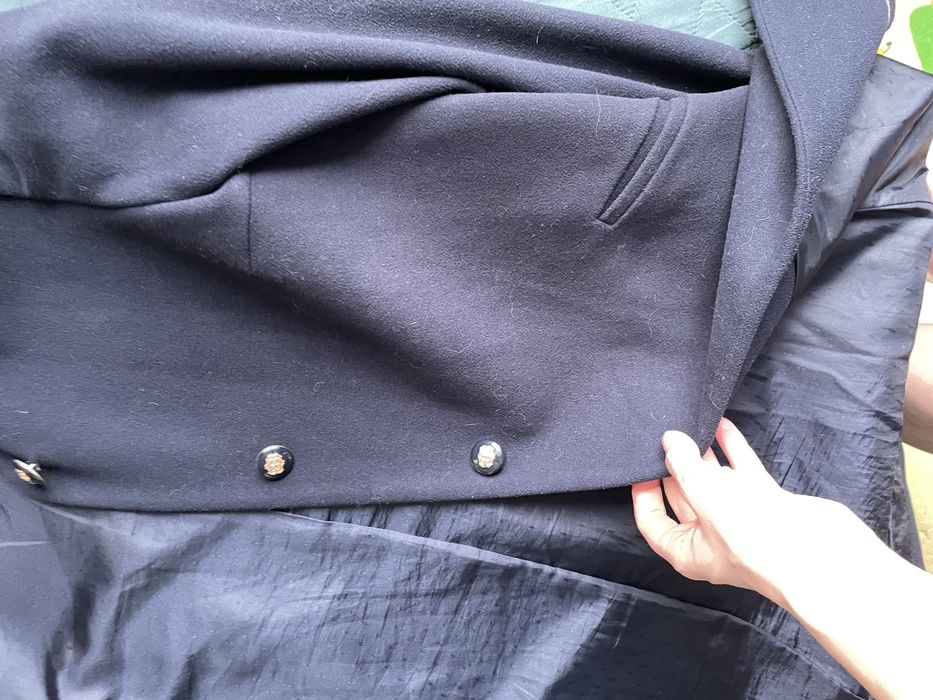 Пальто шерстяне темно-синє