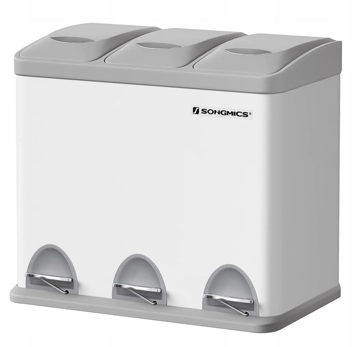 SONGMICS Kosz Na Śmieci Kuchenne 3 x 8litrów