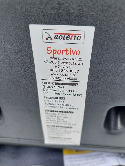 Fotelik samochodowy coletto sportivo