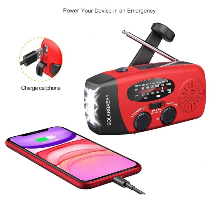 Rádio de Emergência - Powerbank com Painel Solar