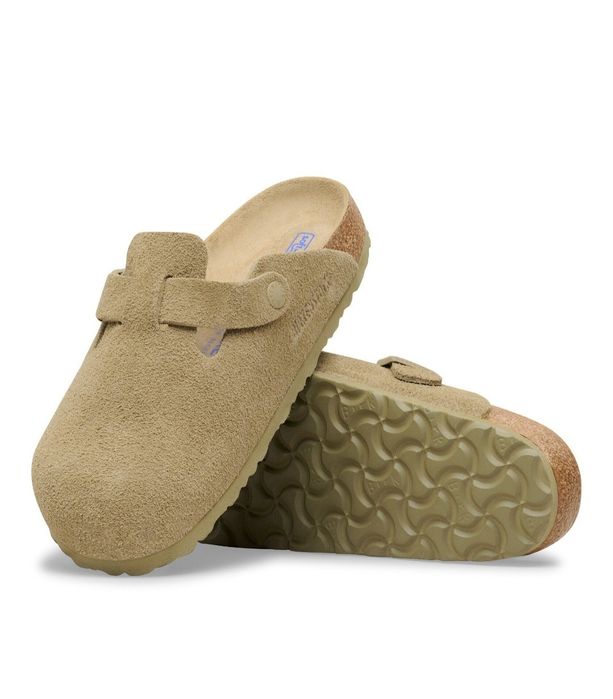 Замшевые сабо,клоги "Birkenstock Boston soft footbed"