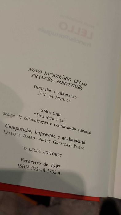 Novo Dicionário Lello - Francês/Português - José da Fonseca