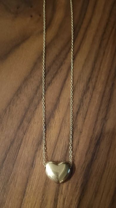 Naszyjnik lancuszek ankier serce apart zloty stal chirurgiczna 45cm