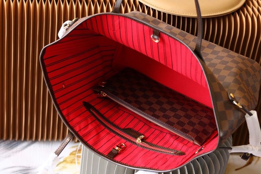 Torebka Louis Vuitton Neverfull shopper bag MM brązowa kratka skóra