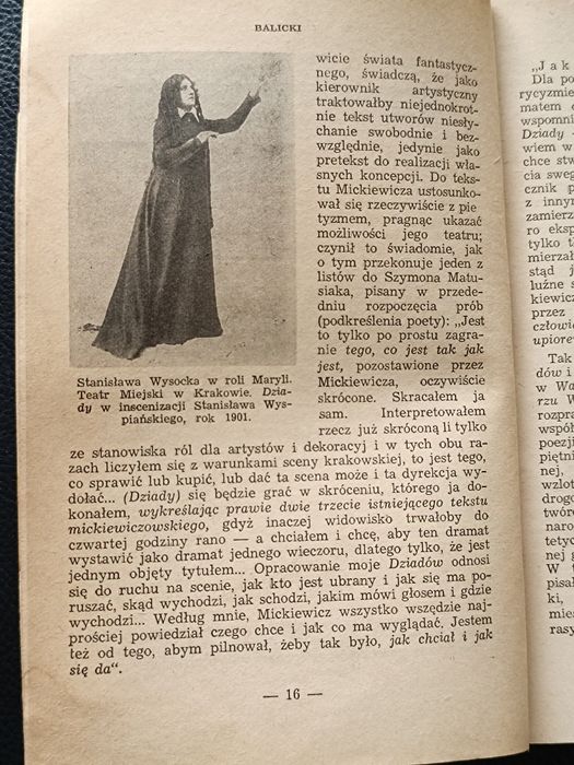 Stary program teatralny  DZIADY Teatr Polski 1955