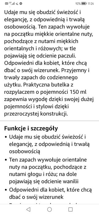 Hiszpański odpowiednik Kenzo flower 150ml