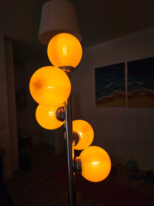 Candeeiro de pé vintage / Space Age (anos 70) com globos cor de laranja