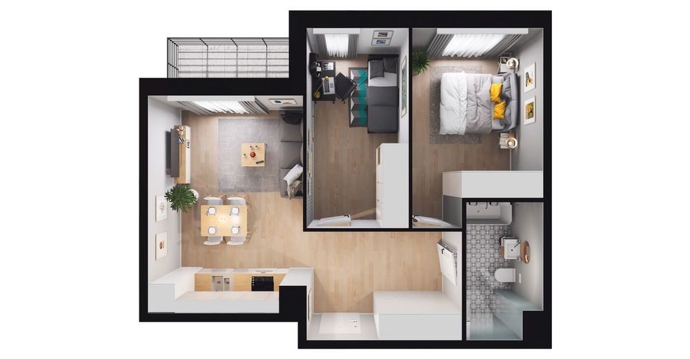 3-pokojowe mieszkanie 52 m² + loggia Bez Prowizji - Widok 3