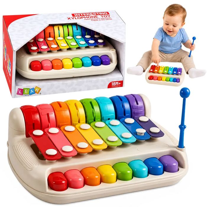 Ksylofon Dziecięcy Pianinko Kolorowe Instrument Muzyczny 2w1 Pałeczka. Lean Toys