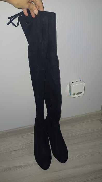 Kozaki za kolano zamszowe muszkieterki 38