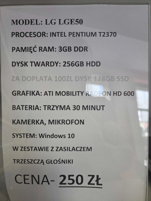 laptop LG LGE50 + zasilacz