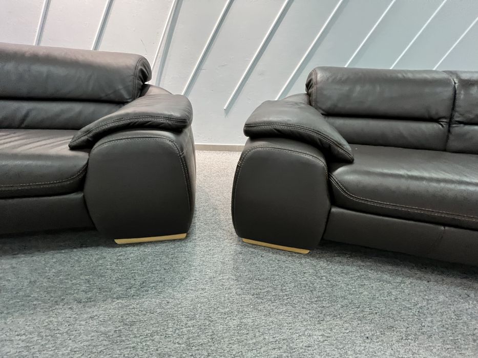 Шкіряний диван трійка двійка коричневий нерозкладний