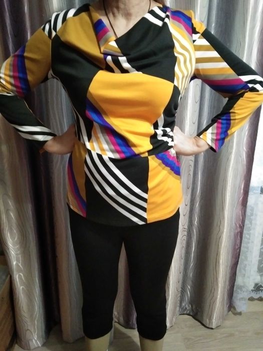 Набор бриджи + блуза стрейчевые р.46-50, хорошее состояние