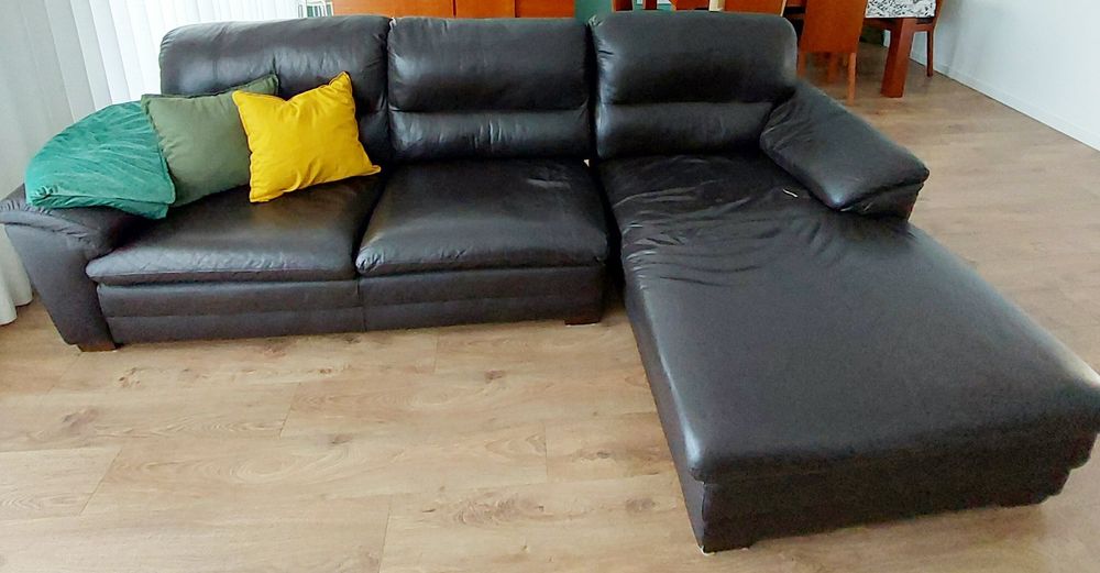 Vendo Sofá Pele Castanho - baixa de preço!