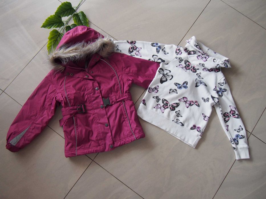 Kurtka jesienna przejściowa 128 cm  bluza zestaw