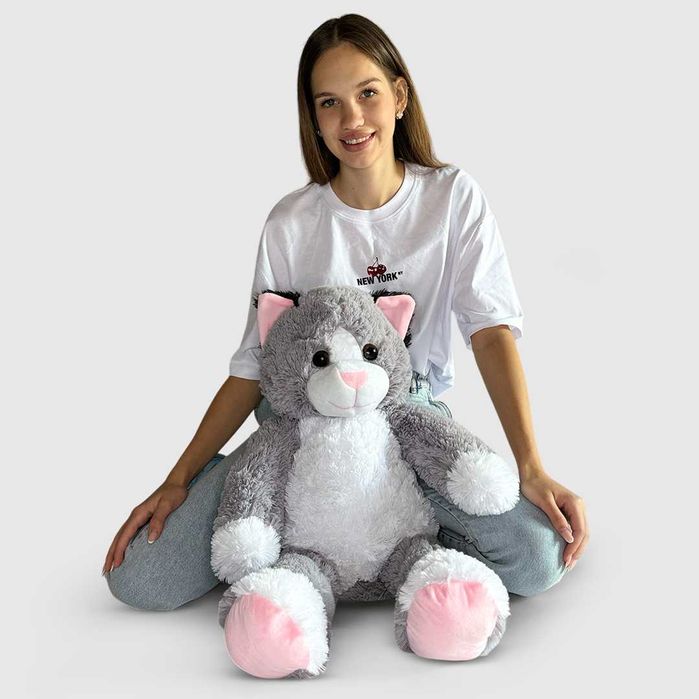 Великий м'який Котик 100 см Сірий