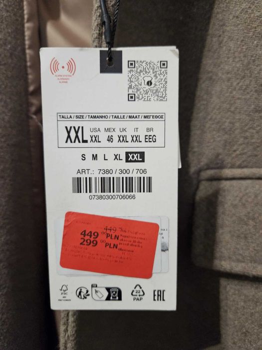 Płaszcz Zara XXL kolor khaki/beżowy