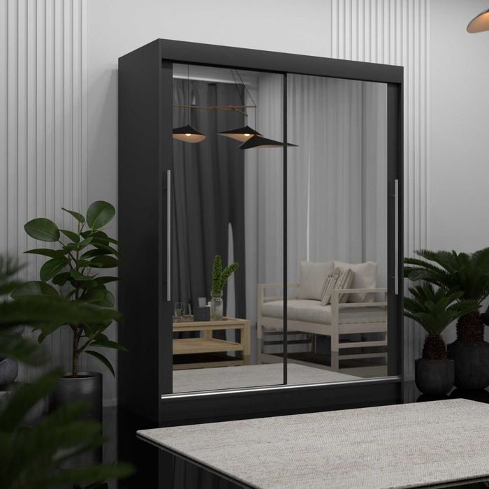 Szafa przesuwna kaszmir z dwoma lustrami 180 szuflady