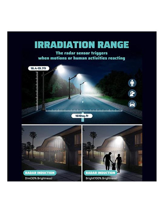 Projetor Solar LED 240W com Sensor de Movimento