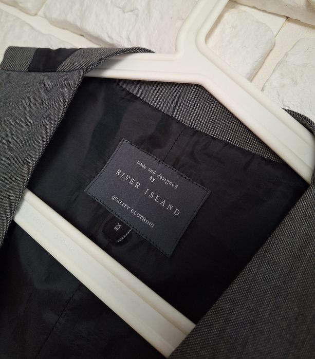 River Island Garniturowa Elegancka Męska Kamizelka Wiskoza