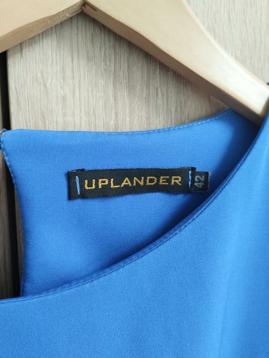 Elegancka chabrowa trapezowa sukienka Uplander / Kobaltowa (Rozmiar 42 / XL)