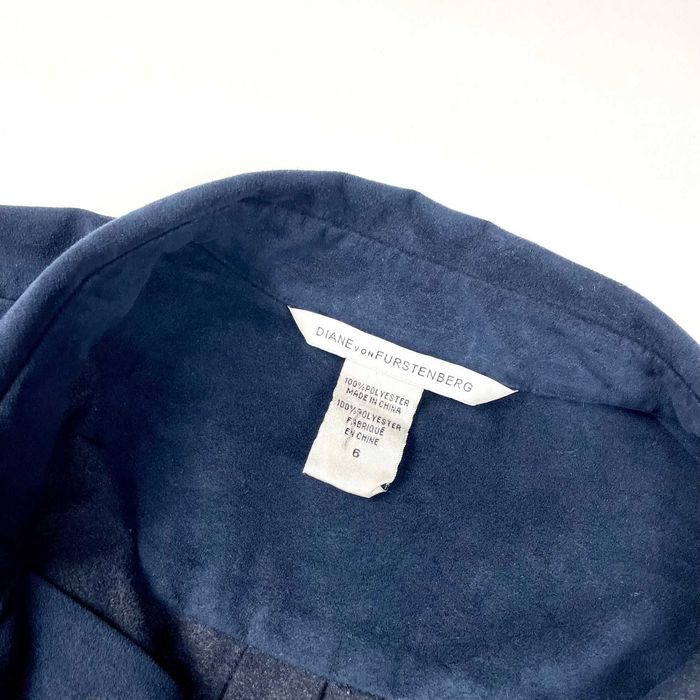 Diane Von Furstenberg navy długi płaszczyk z paskiem