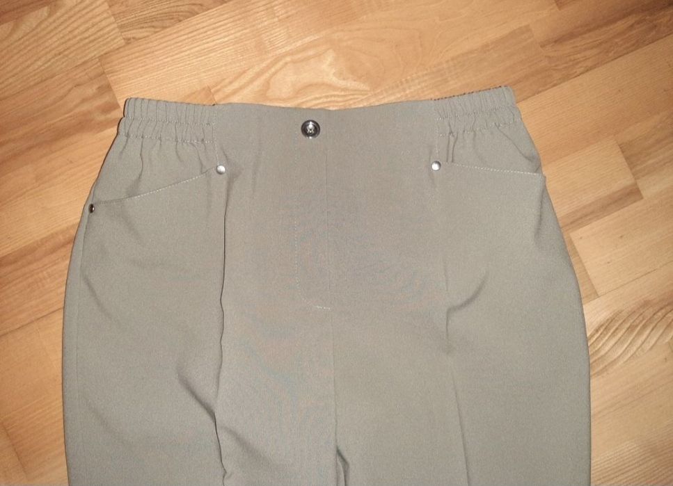 Nowe beżowe eleganckie spodnie 42 44 xl xxl materiałowe