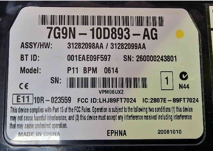 Módulo Bluetooth 7G9N-10D893-AG - JAGUAR XF I