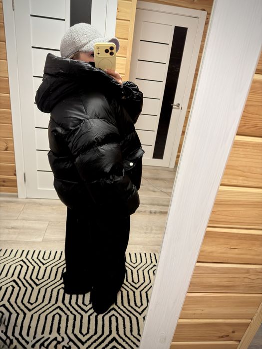 Курточка пуфер чорна XL