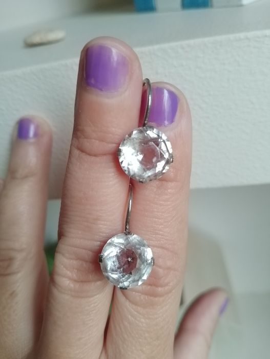 Серьги серебряные с горным хрусталём и браслет серебро