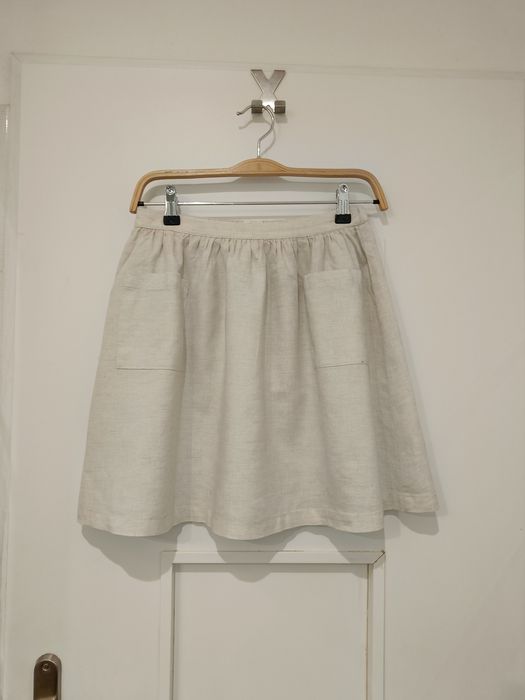 Mango lniana spódnica len bawełna natural beige 140