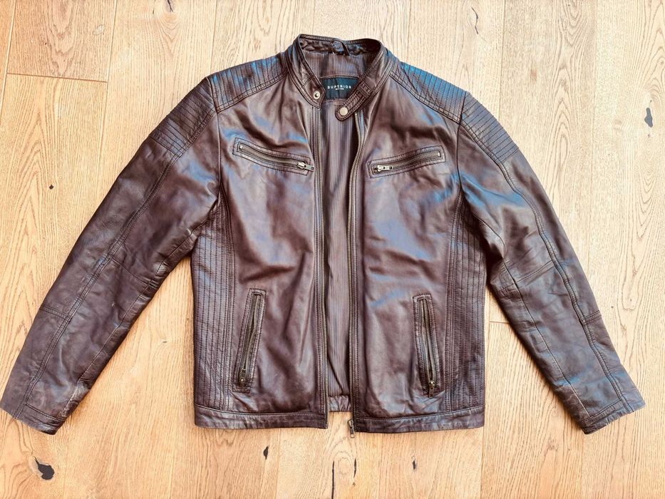 Męska kurtka skórzana brązowa – 100% naturalna skóra