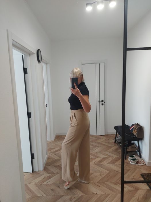 БРЮКИ БЕЖЕВІ ВІД ZARA щільна тканина