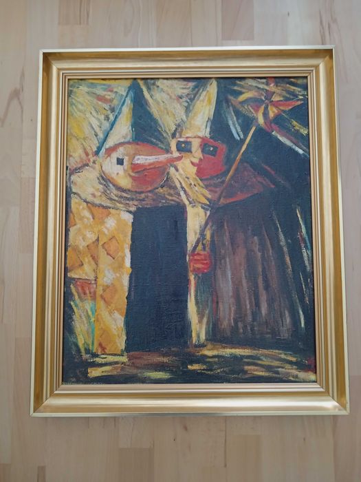 Tadeusz Makowski - Dwoje dzieci z wiatraczkiem - obraz olejny