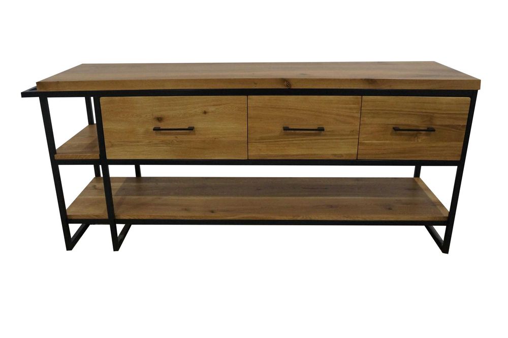 Drewniana szafka pod umywalkę loft lity dąb 180 cm