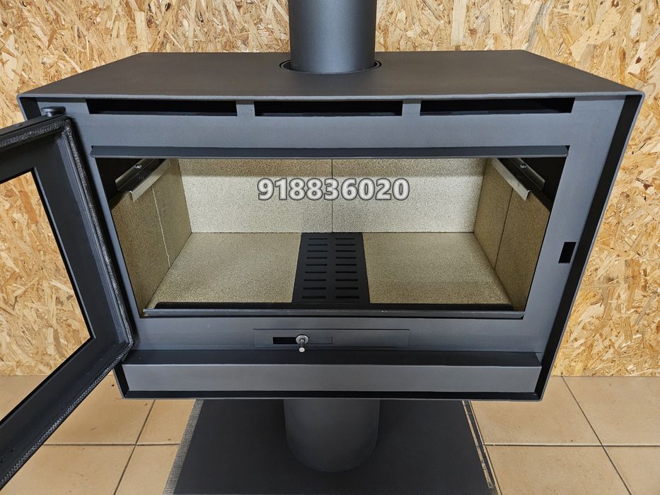 Salamandra Lenha Ventilada com Pé L-80cm - NOVAS - Fabrico Nacional